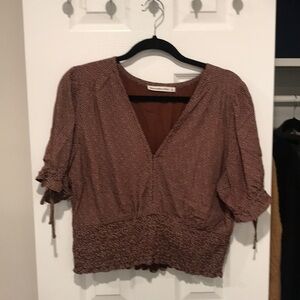 Abercrombie & Fitch Brown Polka Dot Smocked top